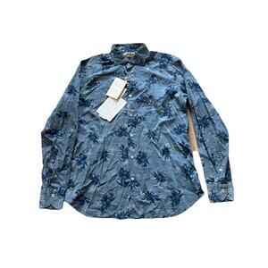 Guglielminotti Floral Print L/S Button Down Shirt Men’s 41/16 Blue New With Tags